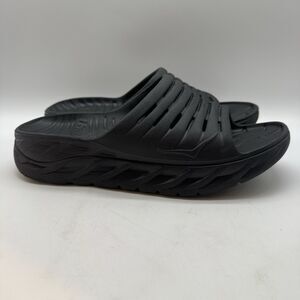 Hoka One One Ora Recovery Slides Men’s 11 Black Comfortcore Slip On EVA Sandals